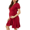 Maternity/Nursing V Neck Sash Tie Flounce Hem Dress