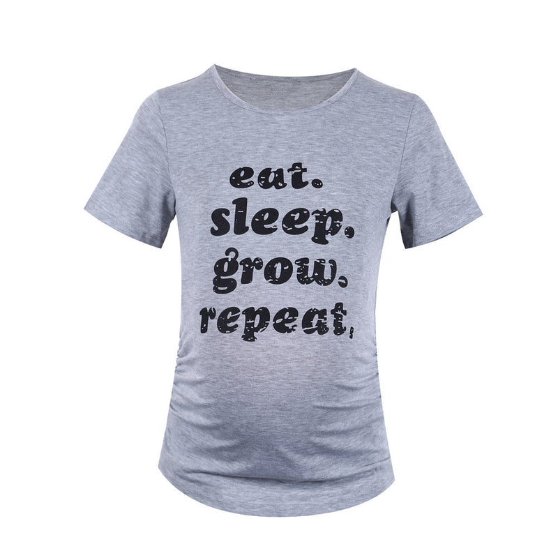 Short Sleeve Film Alphabet Print Maternity T-Shirt Top