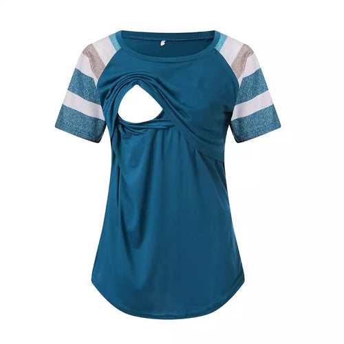 Nursing Short Sleeve Tunic Top in Solid & Stripe Pattern