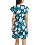 Maternity/Nursing Printed Ruffle Sleeve Bowtie Dress
