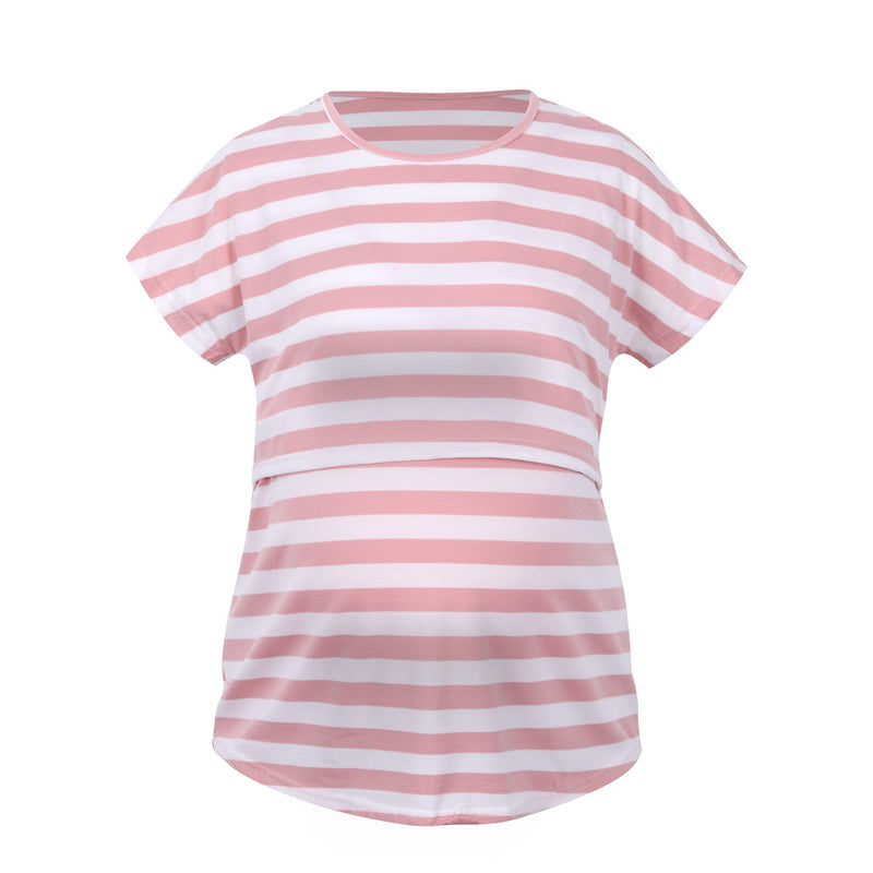 Pink Stripe Smocking Maternity/Nursing Tunic Top