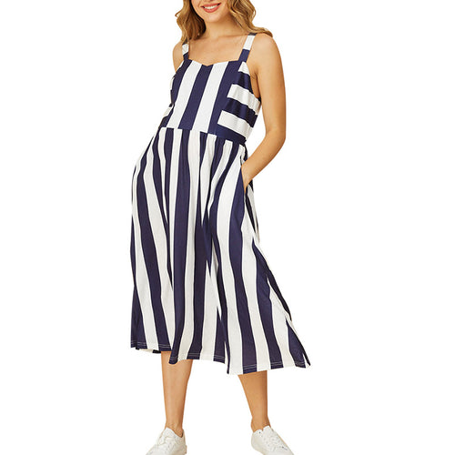 Sling Striped Pocket Maternity Dress