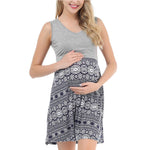 Maternity/Nursing Patchwork Midi Short Sleeves Dress