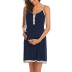 Button Front  Spaghetti Straps Midi Maternity/Nursing Dress