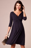 Solid Wrap Deep V-neck Fitted Midi Maternity Dress