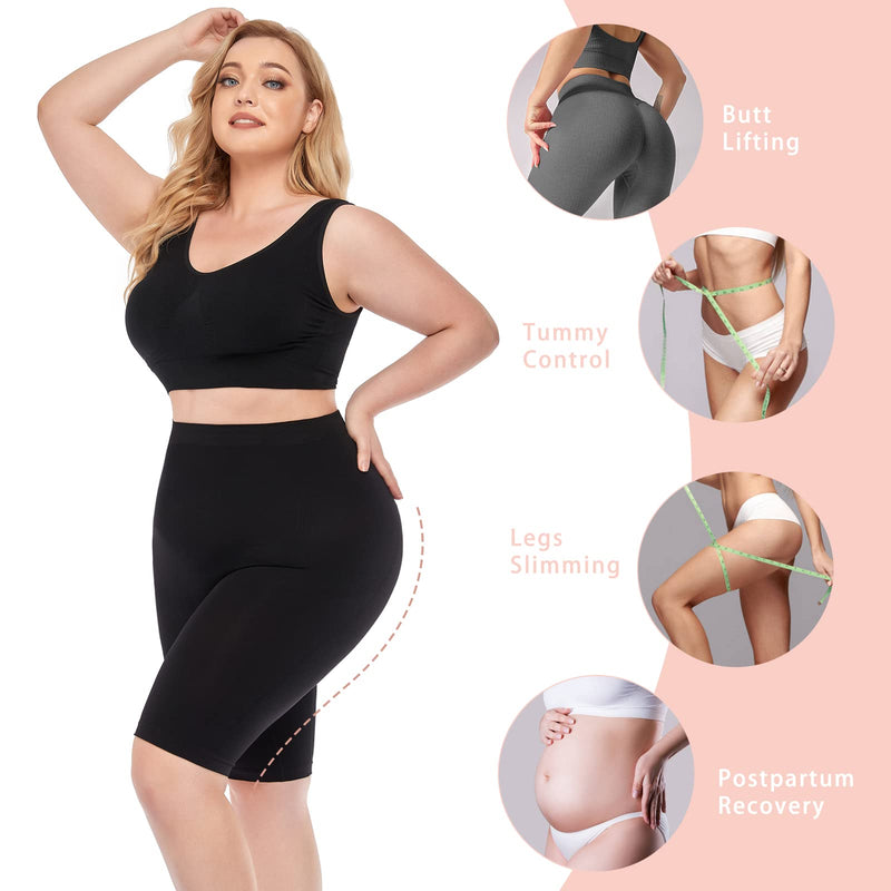 Silver Plus Size M-Shaped High Waist Shaping Shorts Slimming Tummy