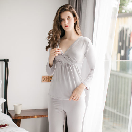 Micro Modal Long Sleeve-Maternity Pajama Set – kapafamily