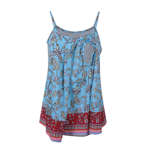 Spaghetti Strap Maternity/Nursing Tank in Blue and Red