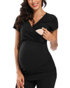 Short Sleeve Breastfeeding Wrap V Neckline Maternity & Nursing Top-Ship in February.