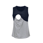 Maternity Solid and Stripe Sleeveless Nursing Top