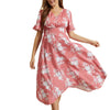 Floral Irregular Hem Puffy Sleeve Maternity/Nursing Dress