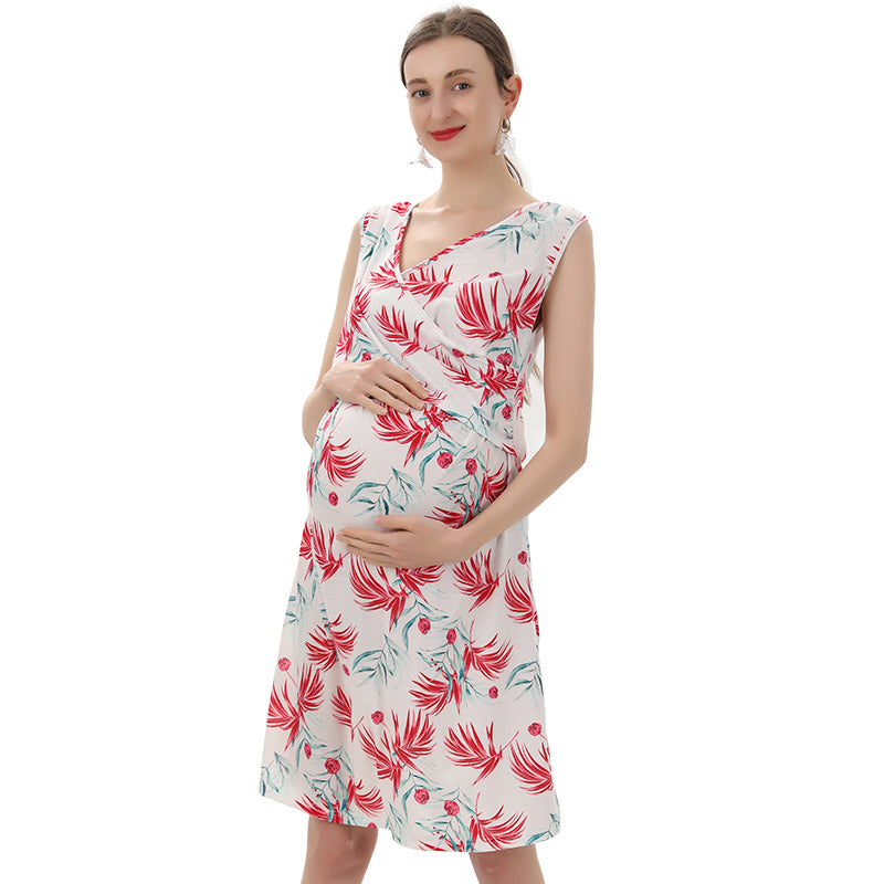 Refreshing Floral Wrap Maternity/Nursing Dress