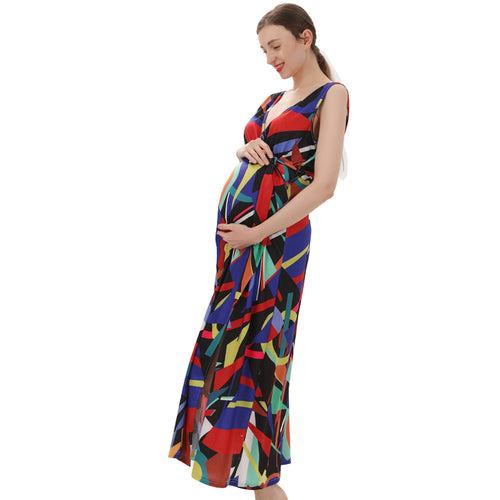 A-line High-cut Floral Maternity/Nursing Dress