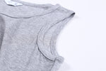 Knitted Button Maternity/Nursing Tank in Grey