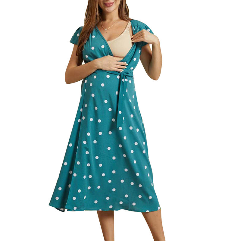Polka Dot Tie Maternity/Nursing Dress