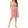 Modal Puff Straps Shirred Maternity/Nursing Dress in Dusty Mauve