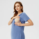 Solid Maternity/Nursing Top in Haze Blue