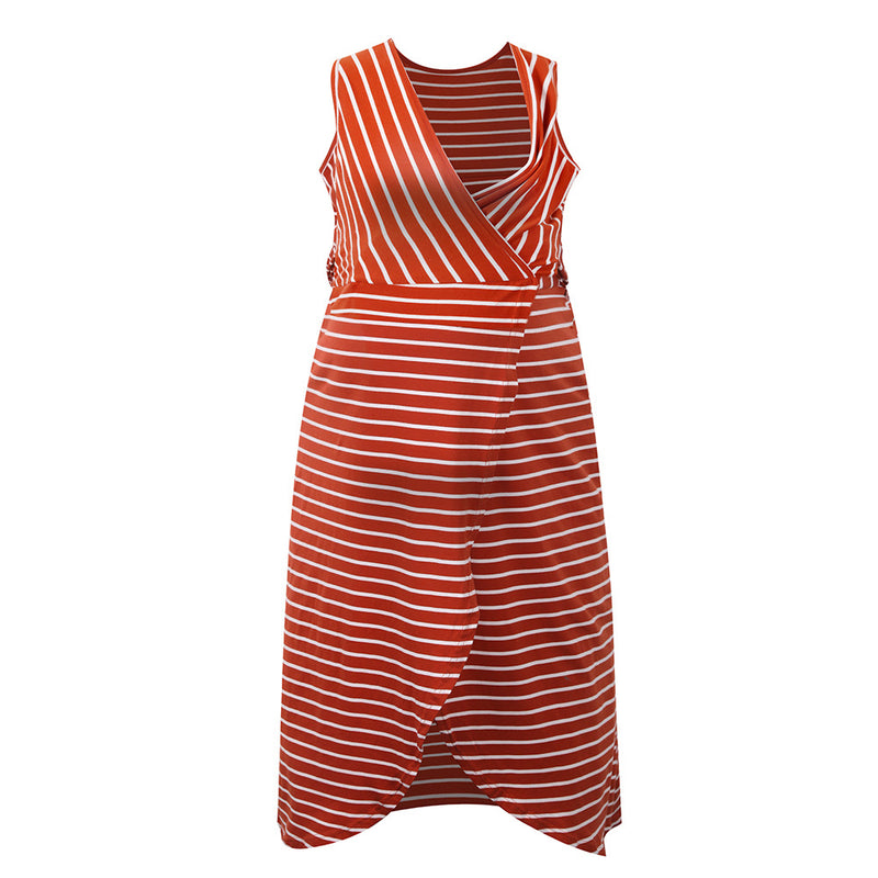 Wrap Belt Tie Maternity/Nursing Dress in Orange