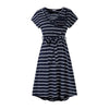 Waist Tie Stripe Maternity/Nursing Dress in Navy Blue