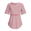 Stripe Puff Sleeve Maternity/Nursing Top