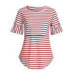 Stripe Puff Sleeve Maternity/Nursing Top