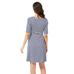 Blue and White Striped Maternity/Nursing Belted Dress