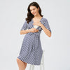 Blue and White Striped Maternity/Nursing Belted Dress